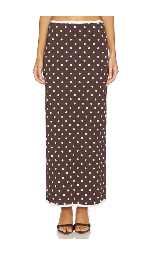 rowen rose polka dots long skirt in brown. - size 32 (also in 34, 36, 38)