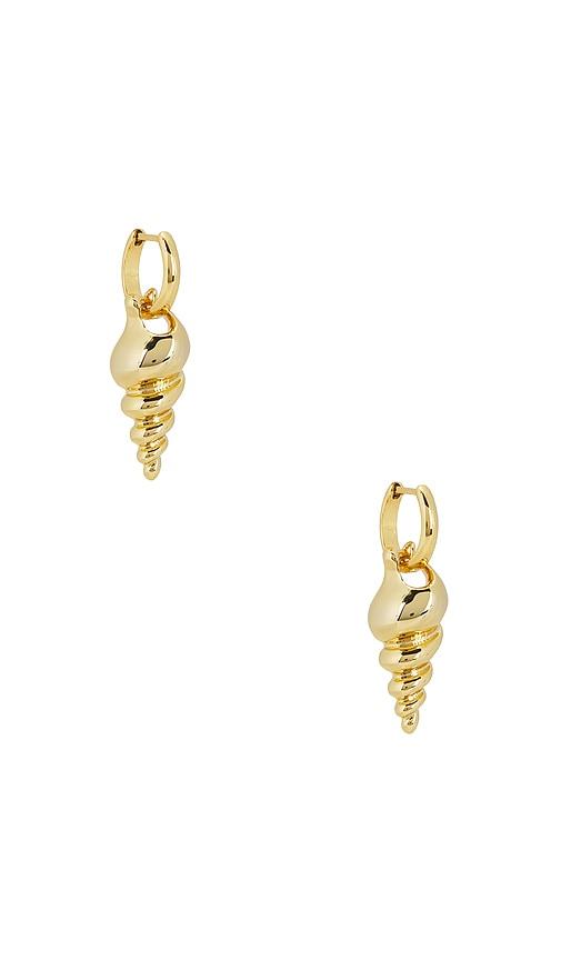roxanne assoulin conch earrings in metallic gold.