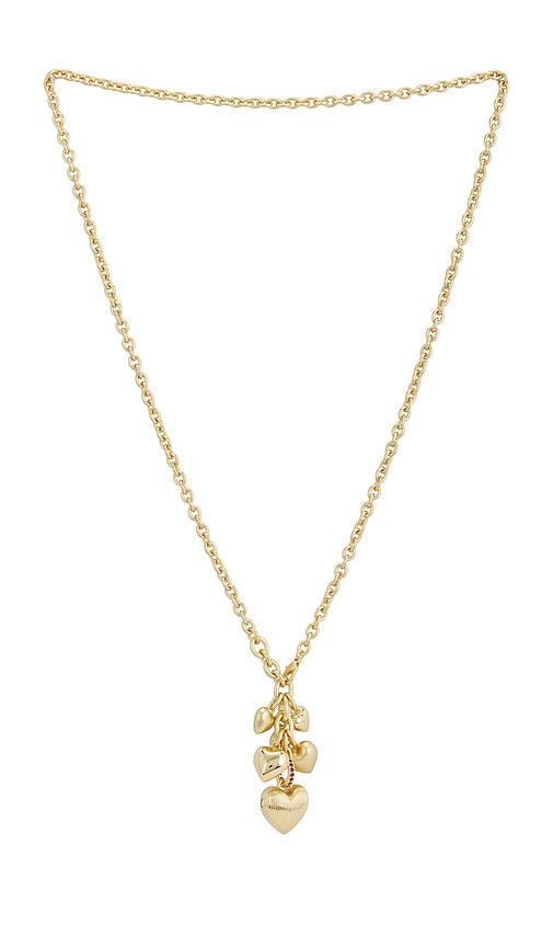 roxanne assoulin the family of hearts pendant necklace in metallic gold.