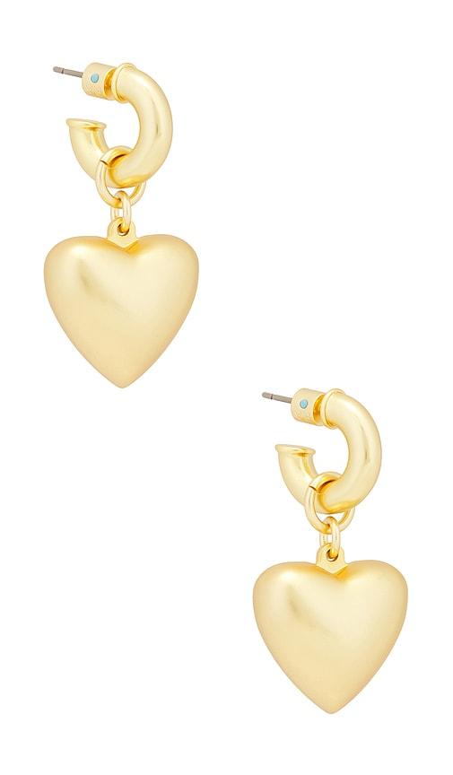 roxanne assoulin the puffy heart earrings in metallic gold.
