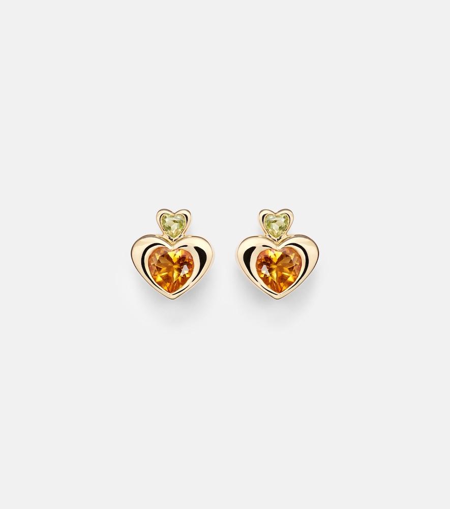 roxanne first 14kt gold single earring with citrine and peridot