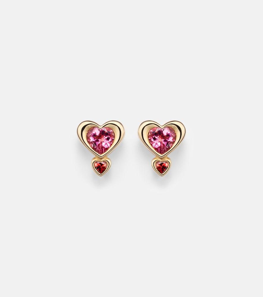 roxanne first 14kt gold single earring with tourmaline and garnet