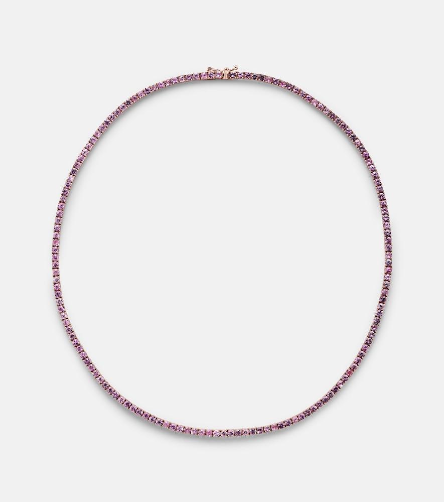 roxanne first 14kt rose gold tennis necklace with sapphires