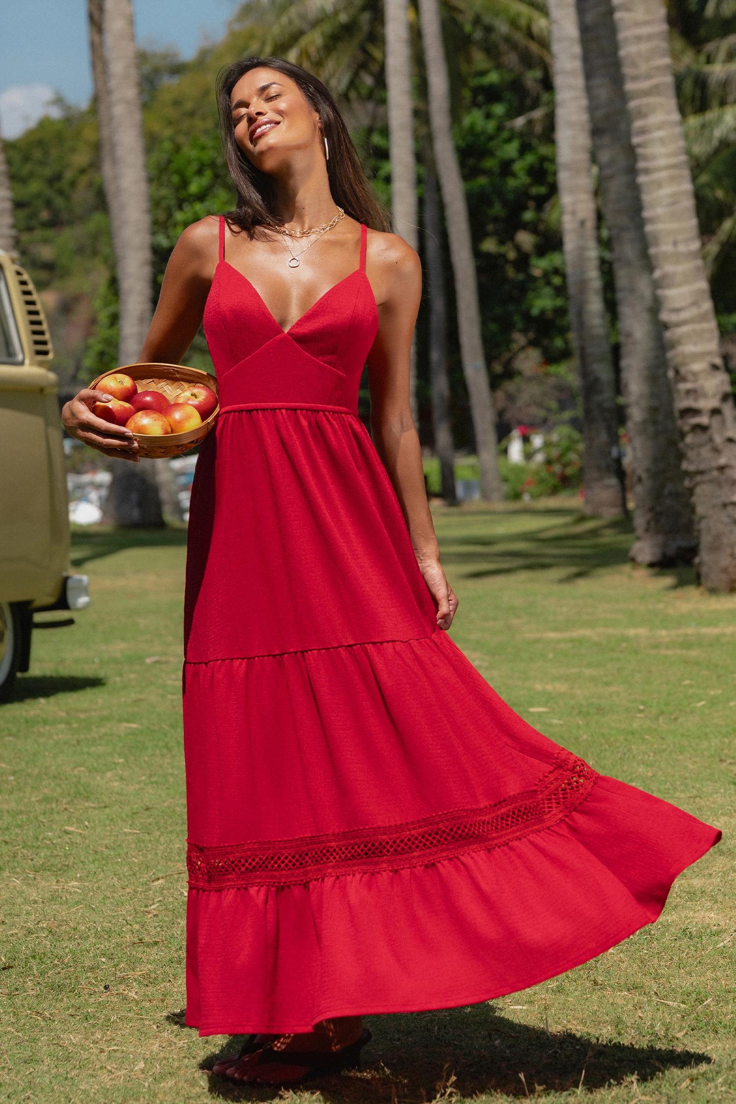 ruby red maxi dress - l