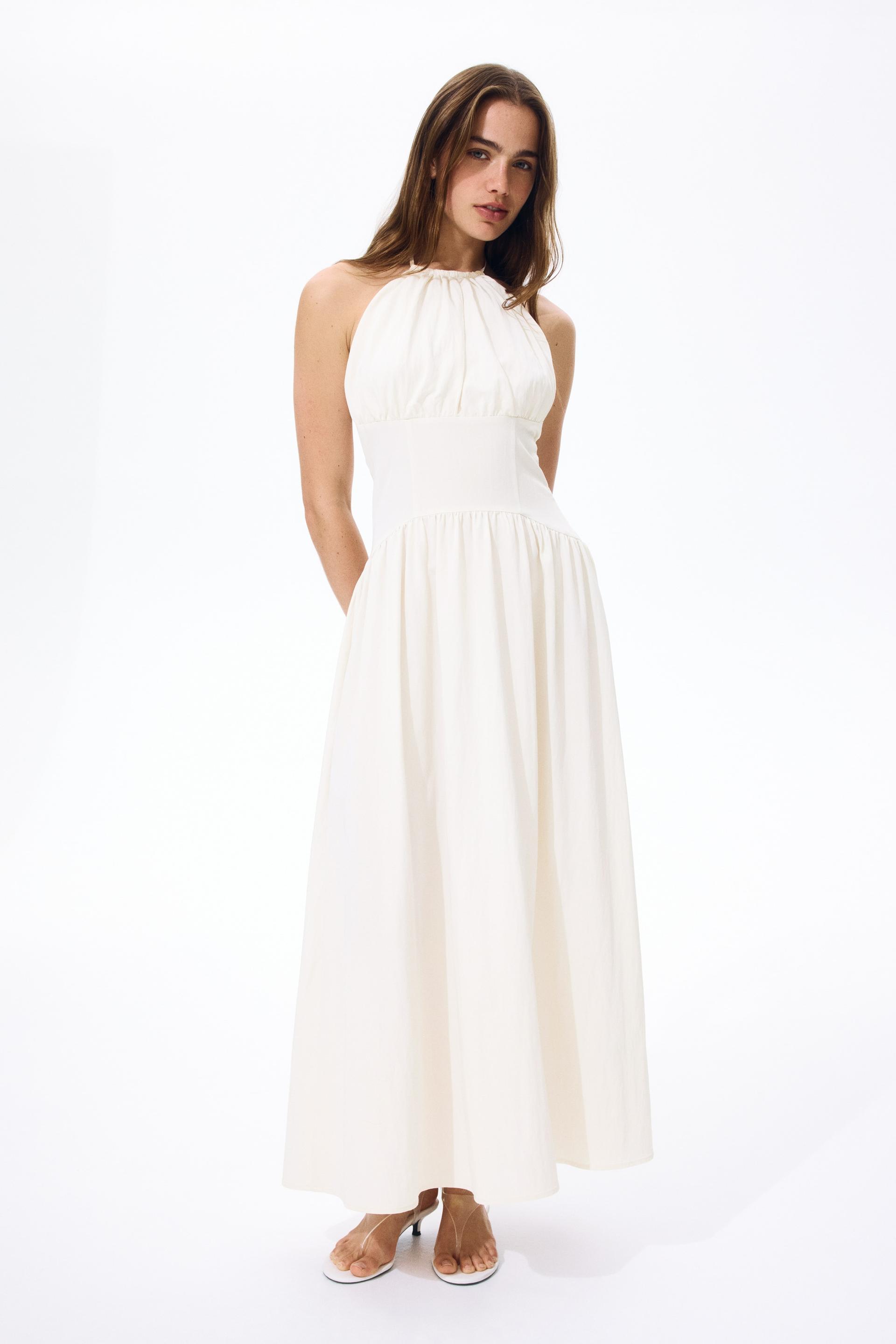 ruched halterneck dress