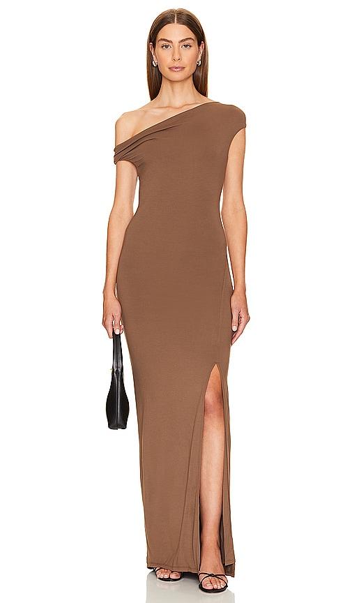 rue sophie arlette twist dress in brown. - size m (also in xs, s)