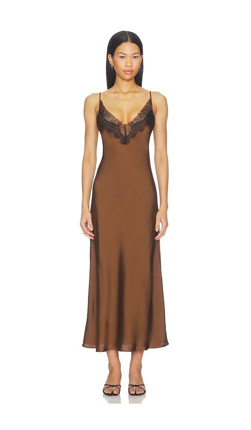 rue sophie cleste dress in brown. - size l (also in s, m)
