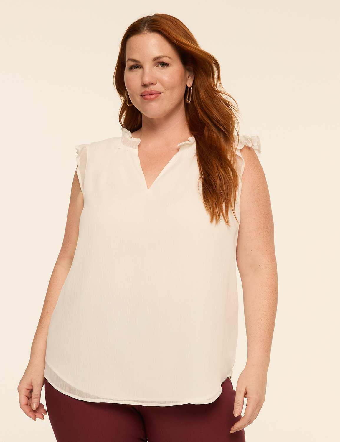 ruffle cap-sleeve popover blouse