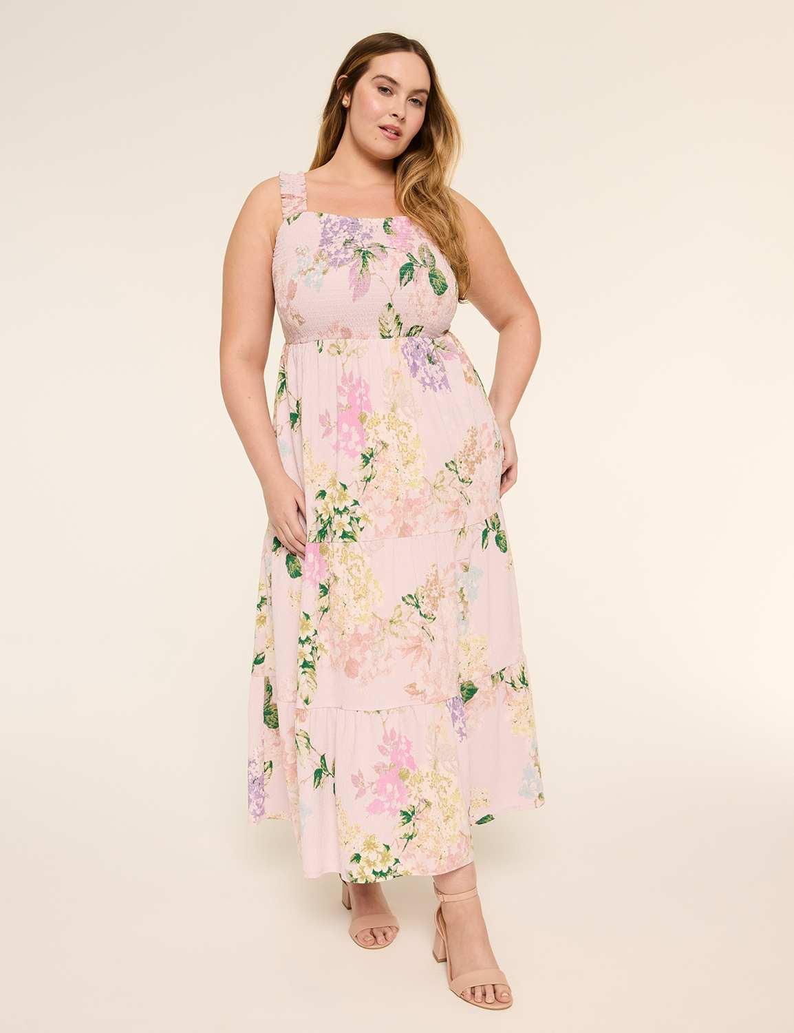 ruffle-strap tiered midi dress