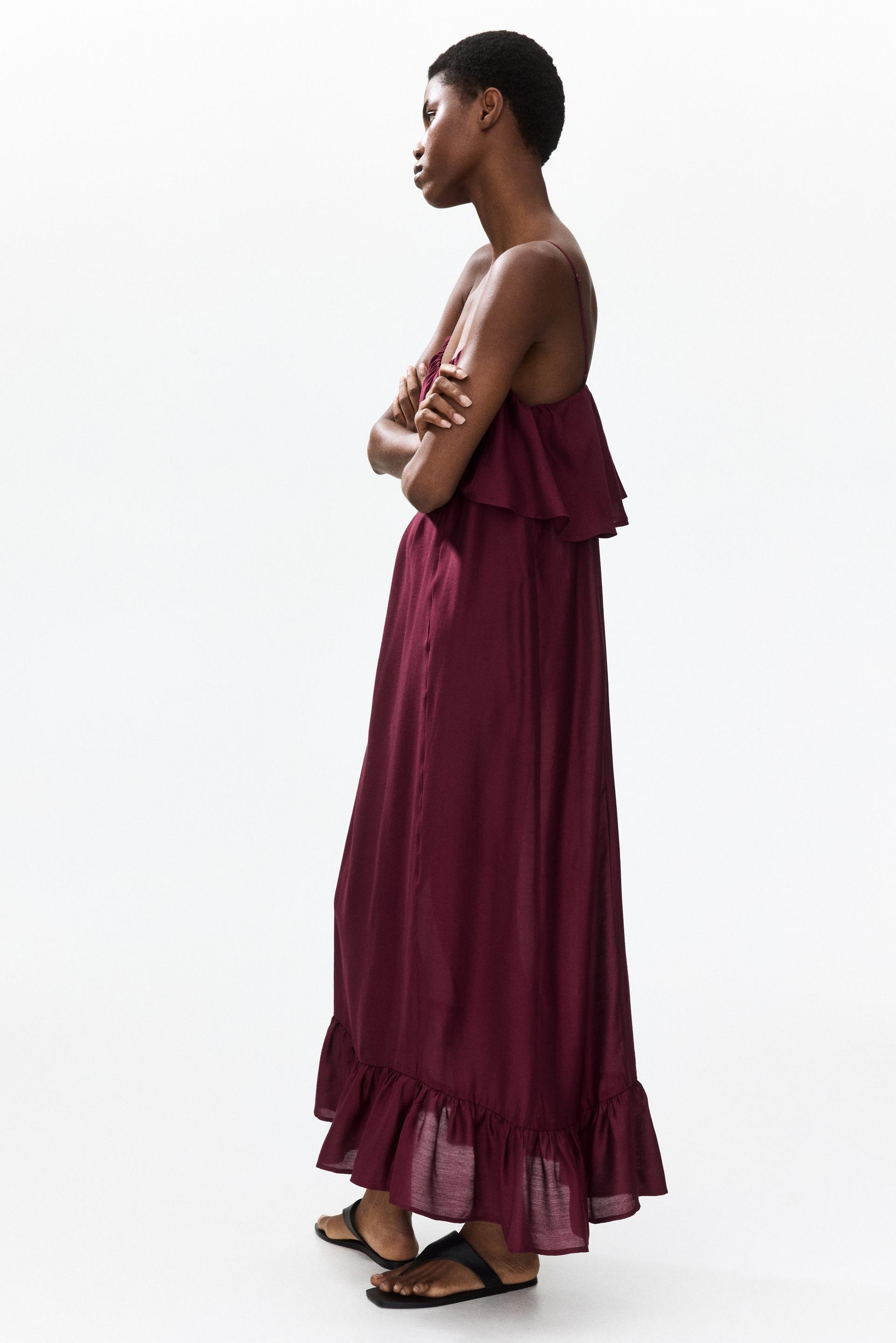 ruffle-trimmed a-line dress