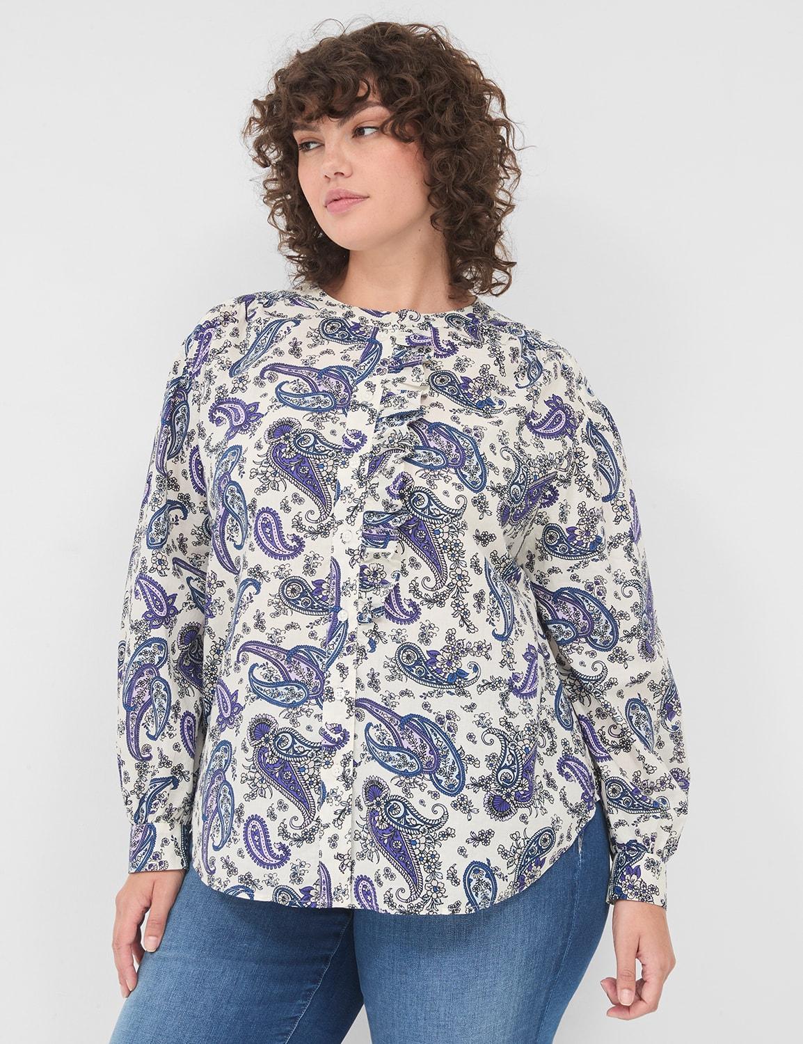 ruffled button-down blouse