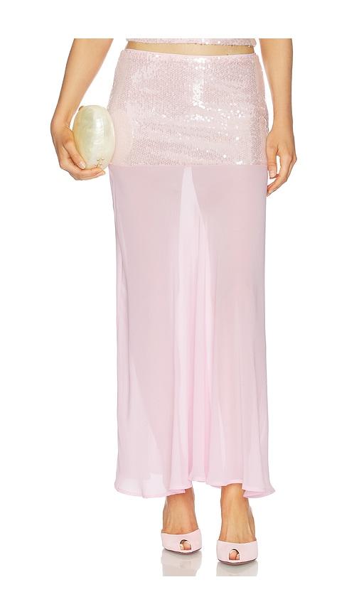 runaway the label adeluna sheer bottom maxi skirt in pink. - size l (also in m, s, xl, xs)