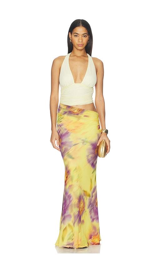 runaway the label alexis halter cut out maxi dress in yellow. - size m (also in s, xs)