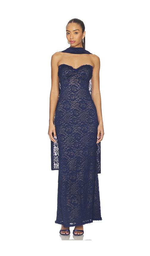 runaway the label amana strapless scarf maxi dress in navy. - size l (also in m, s, xl, xs)