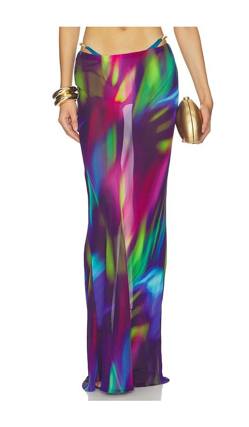 runaway the label cyrus low waist sheer maxi skirt in multi. - size l (also in xl)