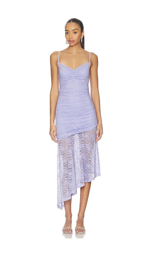 runaway the label dia asymmetrical hem midi dress in lavender. - size l (also in xs, m, xl)