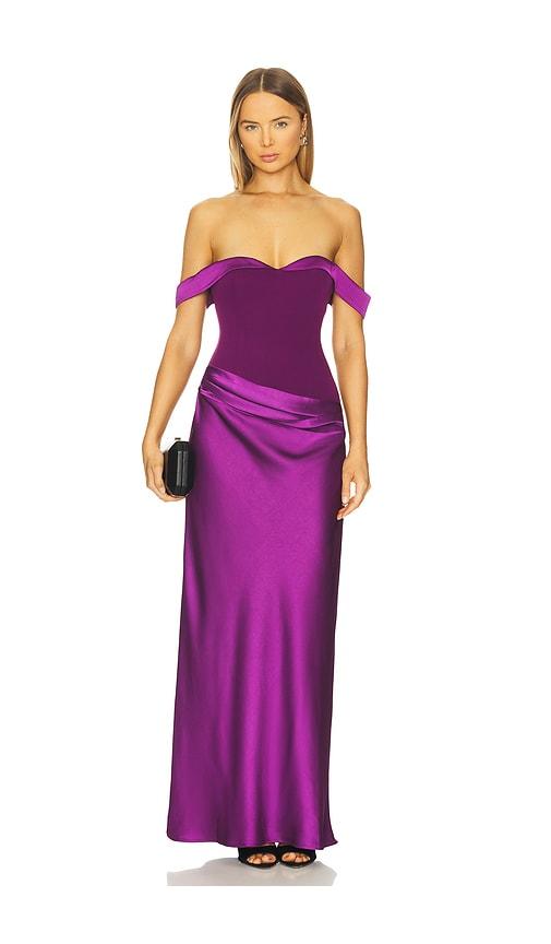 runaway the label ebony off shoulder maxi dress in purple. - size m (also in s, xs)