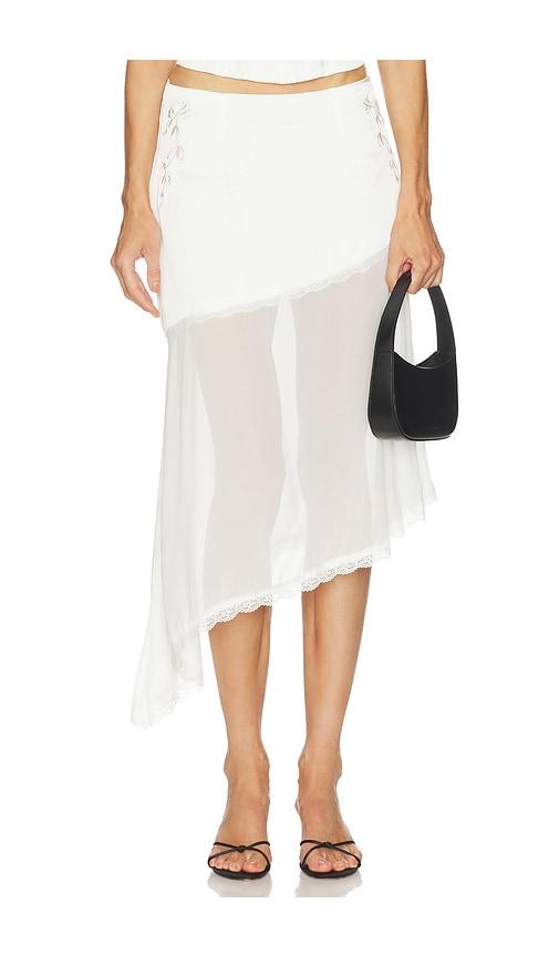 runaway the label emberly midi flounce skirt in white. - size l (also in s, m, xl)