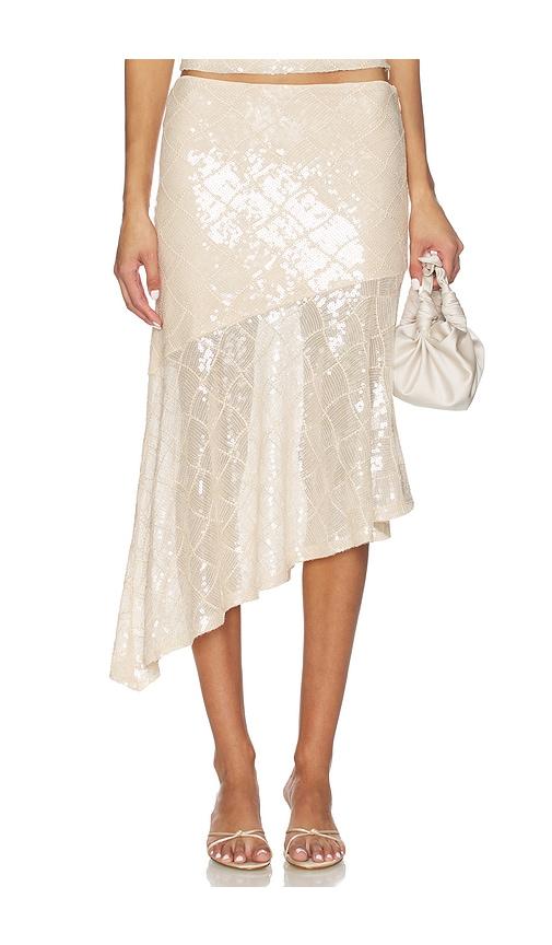 runaway the label eris sequin flounce midi skirt in neutral. - size m (also in xs, s, xl)