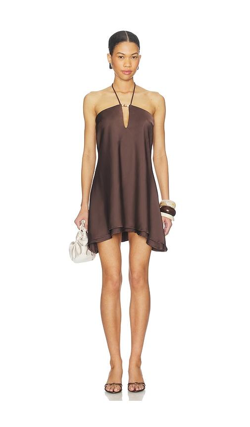 runaway the label freya flowy halter mini dress in chocolate. - size s (also in xl)