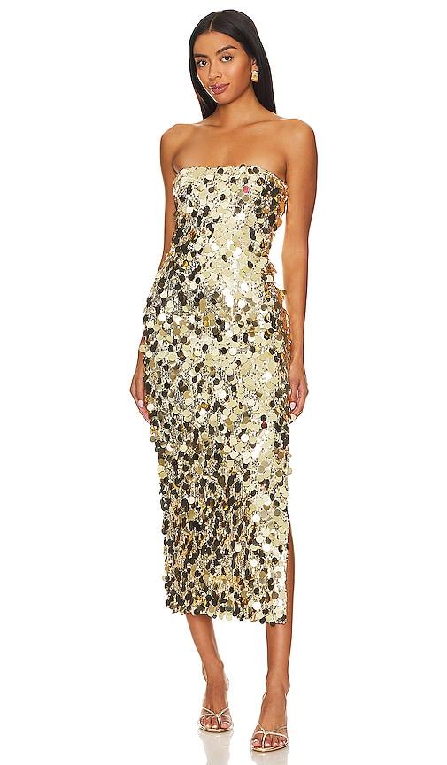 runaway the label gabourne dress in metallic gold. - size xs (also in s)