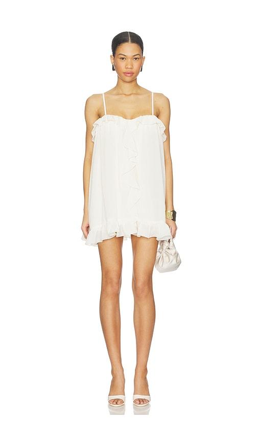 runaway the label kristia flounce ruffle mini dress in cream. - size l (also in s, m, xl)