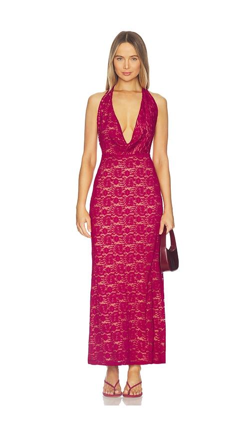 runaway the label kylo plunge cowl maxi dress in fuchsia. - size m (also in s, xs, xl)