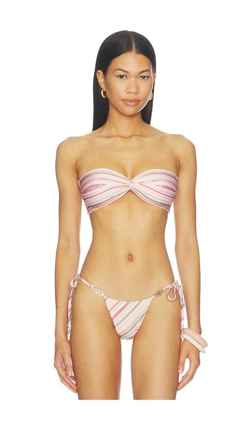 runaway the label lagos twist bandeau bikini top in pink. - size l (also in xs, s, m, xl)