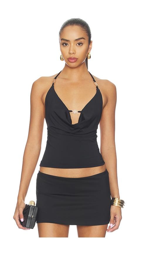 runaway the label livia halter cowl top in black. - size l (also in xs, s, m, xl)