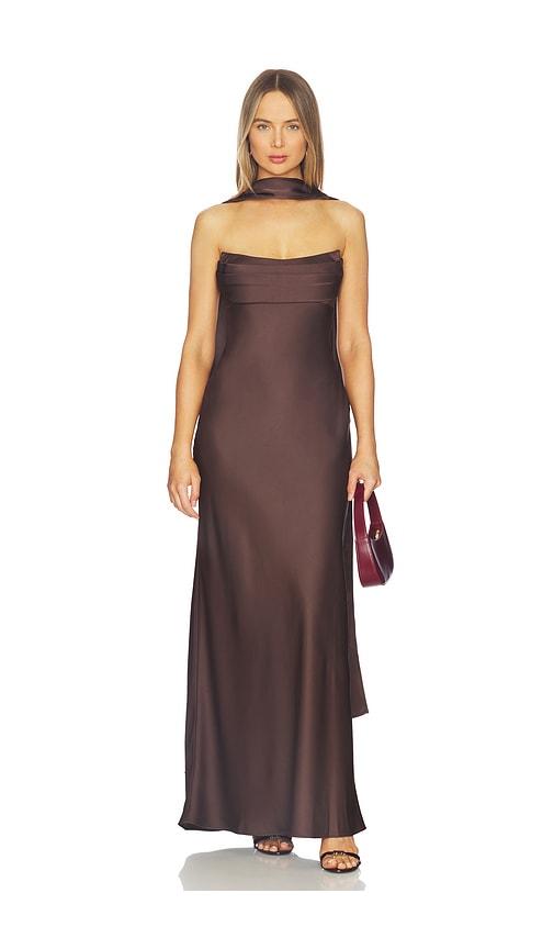 runaway the label madeleine strapless maxi dress in chocolate. - size l (also in s, xs, m)
