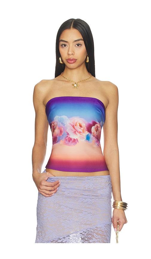 runaway the label mahina bustier in peach,blue. - size l (also in s, xs, m, xl)