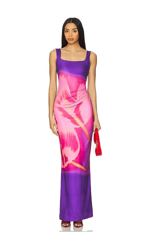 runaway the label makiko maxi dress in pink, purple. - size l (also in xs, s, m)