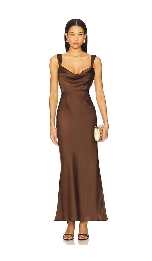 runaway the label margot maxi dress in chocolate. - size xl (also in xs)