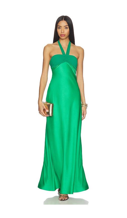 runaway the label marilla ruched halter maxi dress in green. - size m (also in s, xs)