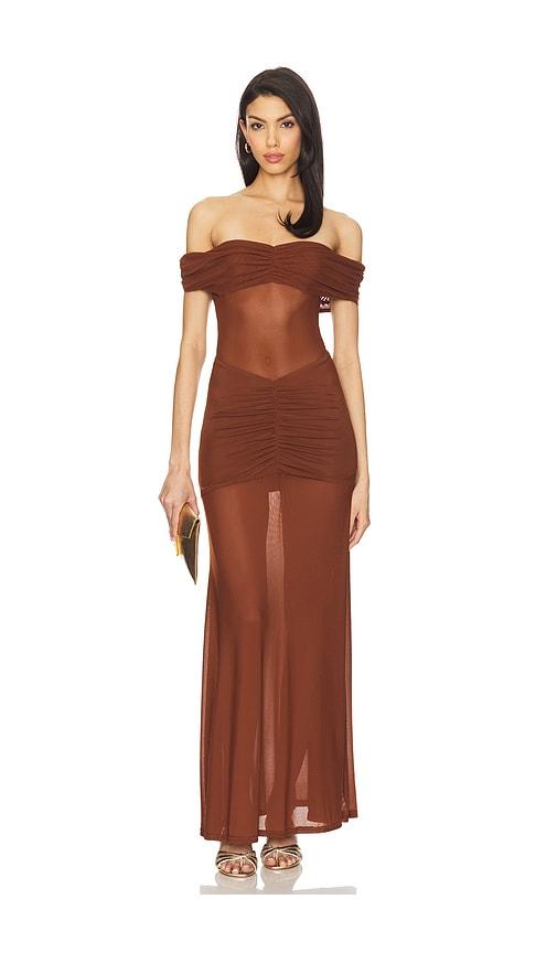 runaway the label meila maxi dress in brown. - size s (also in xl)