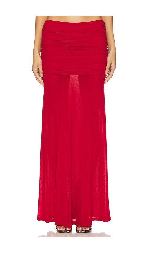 runaway the label meila maxi skirt in red. - size l (also in m, s, xl, xs)