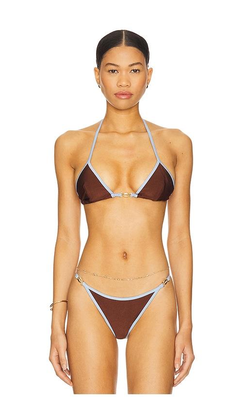 runaway the label miami bikini top in chocolate. - size s (also in xs)