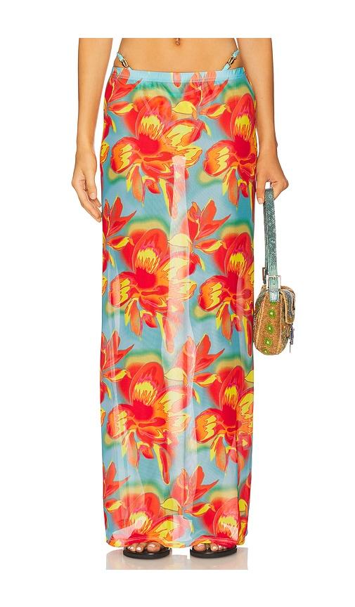 runaway the label miami maxi skirt in blue,red. - size m (also in xs, s, xl)