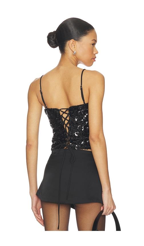 runaway the label nessa sequin top in black. - size l (also in xs, s, m, xl)