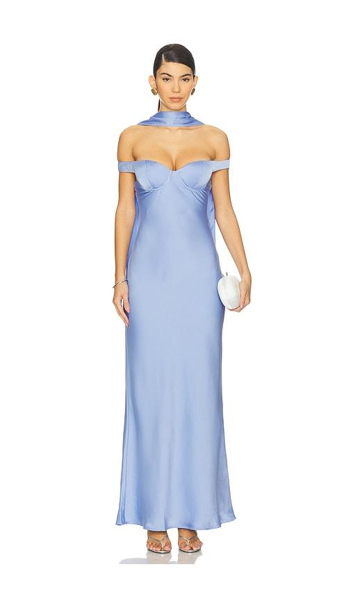 runaway the label raphaella off shoulder maxi dress in blue. - size l (also in s, m)