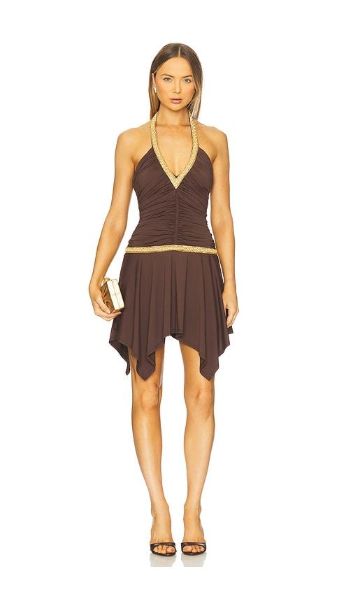 runaway the label shae mini dress in chocolate. - size l (also in m)