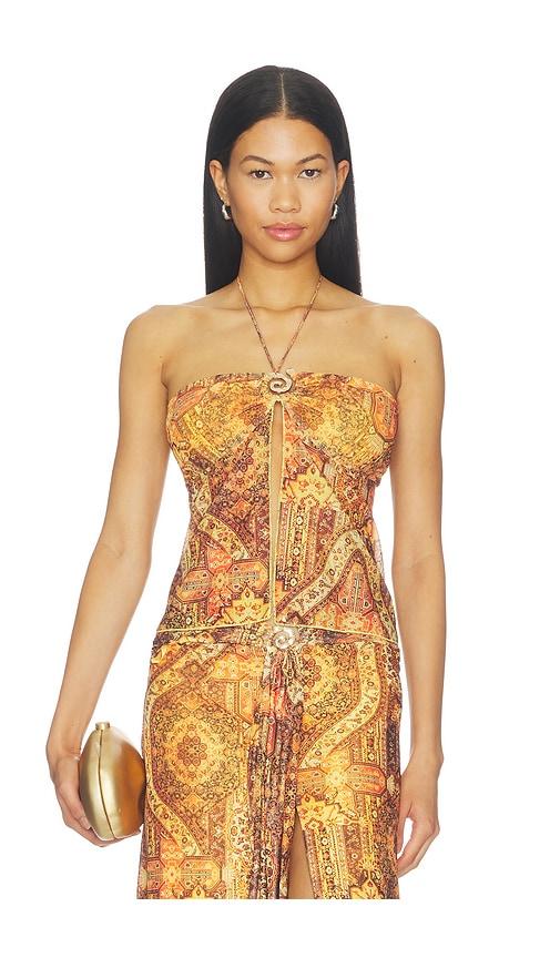 runaway the label skylar sheer halter split front top in multi. - size l (also in m, s, xl, xs)
