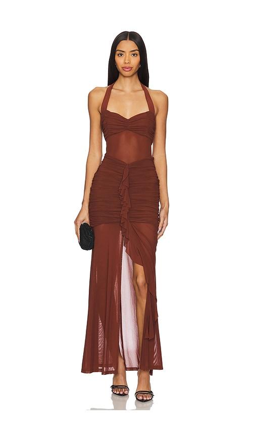 runaway the label tallula maxi dress in brown. - size l (also in xl/1x)