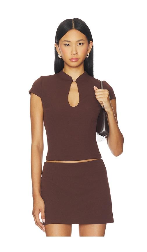 runaway the label vieno keyhole fitted top in chocolate. - size l (also in s, xs)