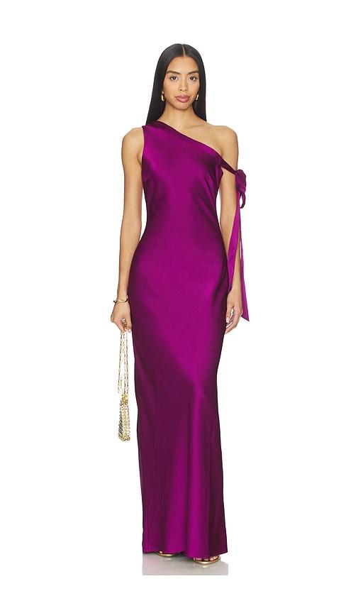runaway the label viola one shoulder maxi dress in purple. - size l (also in s, xs, m, xl)