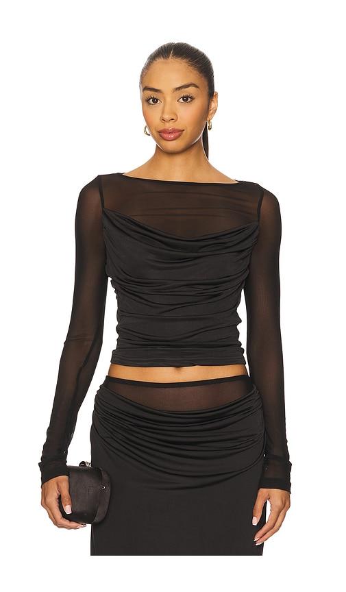 runaway the label wilona sleeved cowl top in black. - size s (also in xs)