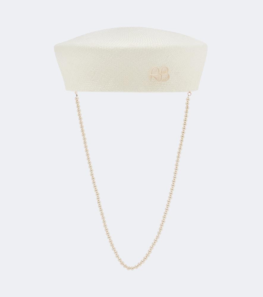 ruslan baginskiy faux-pearl straw hat