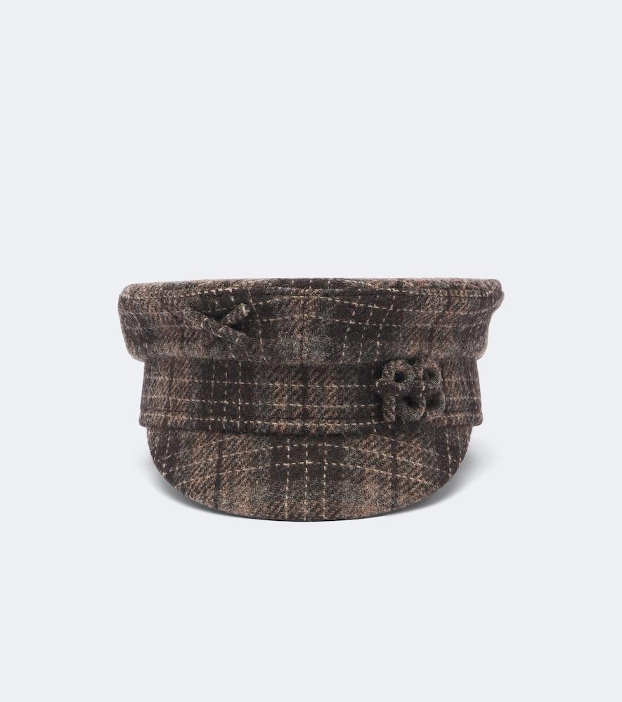 ruslan baginskiy logo checked wool newsboy cap