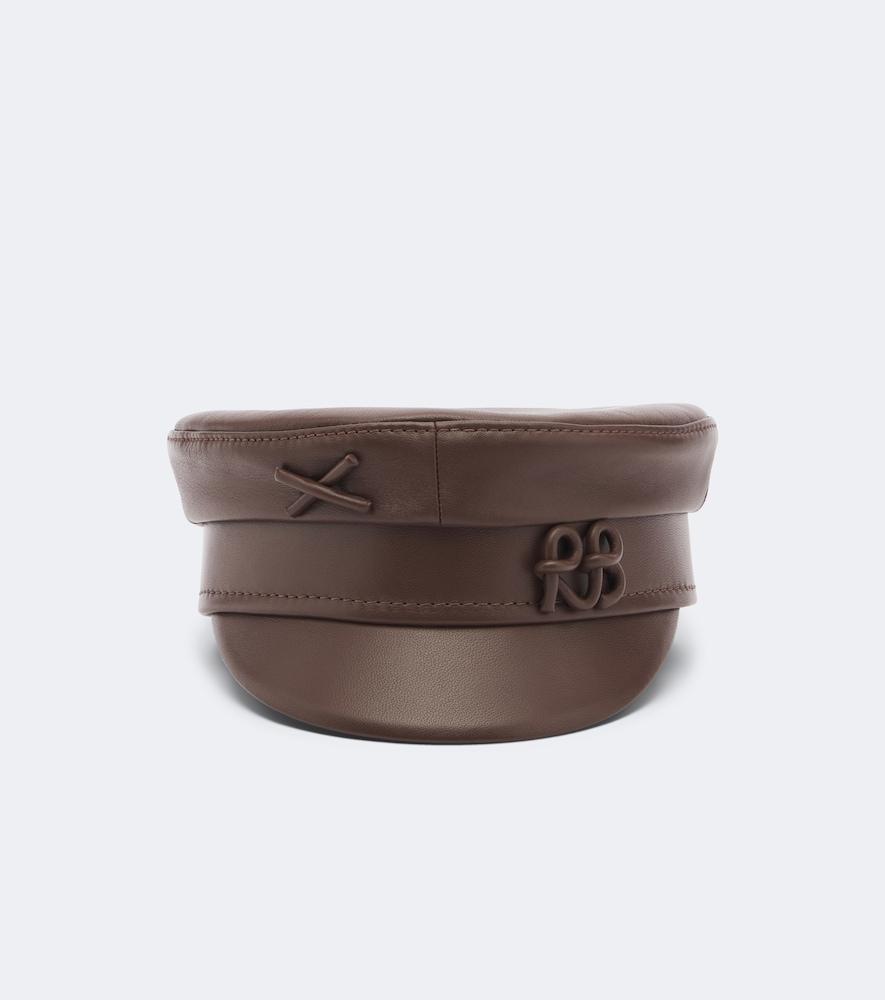 ruslan baginskiy logo leather newsboy cap