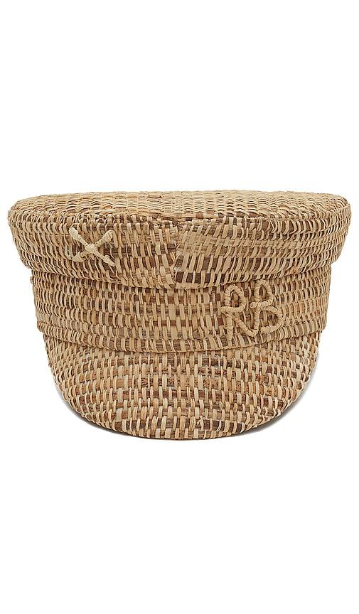 ruslan baginskiy monogram embellished baker boy cap in tan. - size m (also in s, xs)